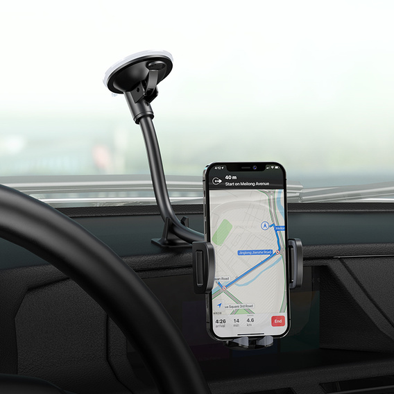Car windshield mount with adjustable arm for smartphones