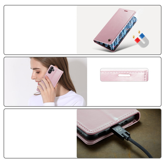 CASEME flip case for Samsung Galaxy A14 5G, Waxy Textupink, pink