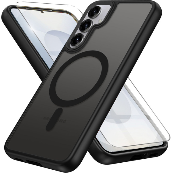 Case for Samsung Galaxy S25+ Plus / S24+ Plus, for MagSafe, ERBORD Matt Case, black + Screen Glass