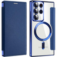 Flip case for Samsung Galaxy S22 Ultra 5G, RFID Wallet MagSafe CamShield, dark blue