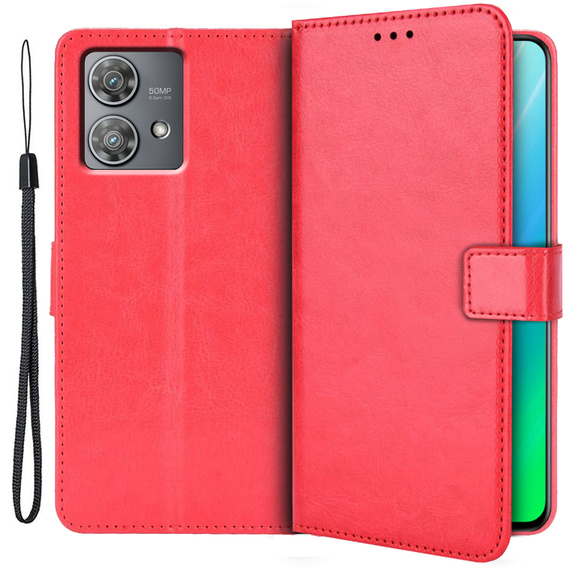 Flip case for Motorola Edge 40 Neo, Crazy Horse Wallet, red