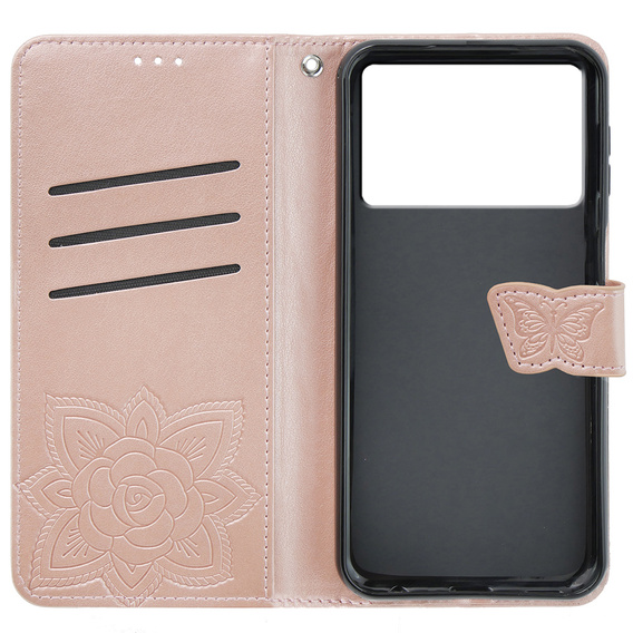 Flip case for Xiaomi Poco X6 Pro 5G, Butterfly, purple
