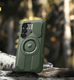 Armored case for Samsung Galaxy S25, Dexnor CamProtect MagSafe, green (Two frames)
