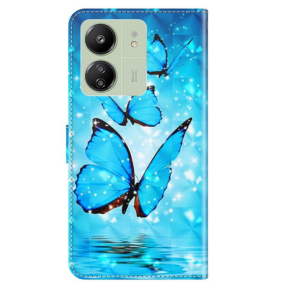 Flip case for Xiaomi Redmi 13C / Poco C65, Wallet, Butterflies blue