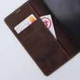 Case for iPhone 15 Pro, ERBORD Vintage, wallet with flap, coffee