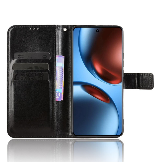 Flip case for Realme GT 7 / 7T, Crazy Horse Wallet, black