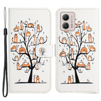 Flip case for Motorola Moto G53 5G / G23 / G13, Wallet, Cat & Tree, white