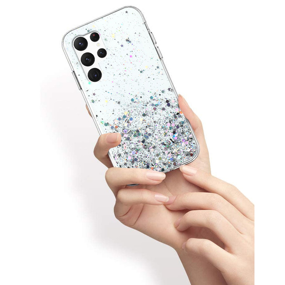 Case for Samsung Galaxy S22 Ultra 5G, Glittery, silver