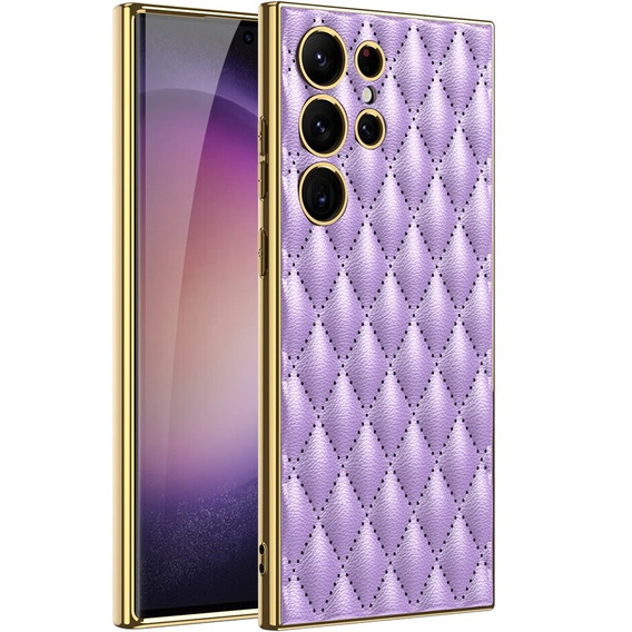 Case for Samsung Galaxy S24 Ultra, Leather Rhombus, purple