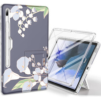 Case for Samsung Galaxy Tab S7 FE, Suritch Full Body Flowers, grey