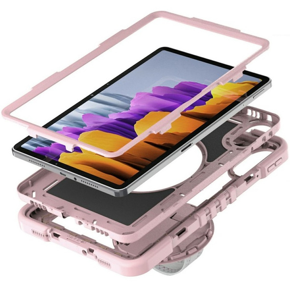 Armoured case for Xiaomi Redmi Pad 2, with stand and shoulder strap – pink