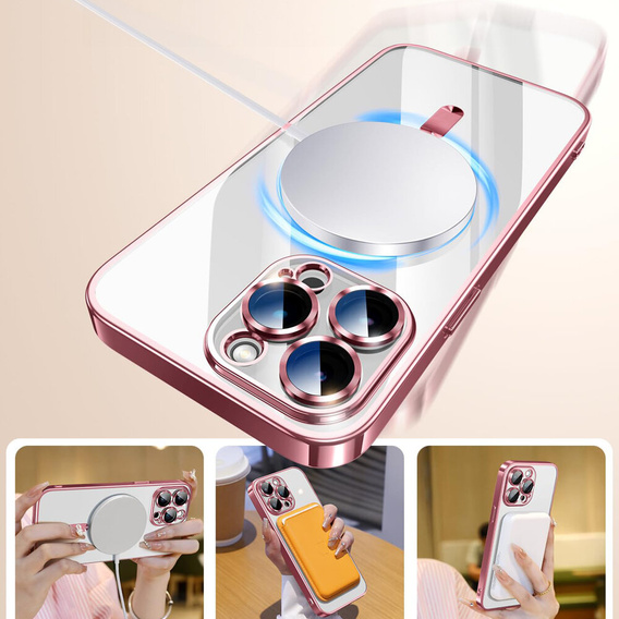 Case for iPhone 13 Pro, Electro MagSafe, pink + Screen Glass