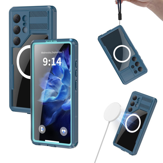 Waterproof case for Samsung Galaxy S25 Ultra, Redpepper, for MagSafe, blue