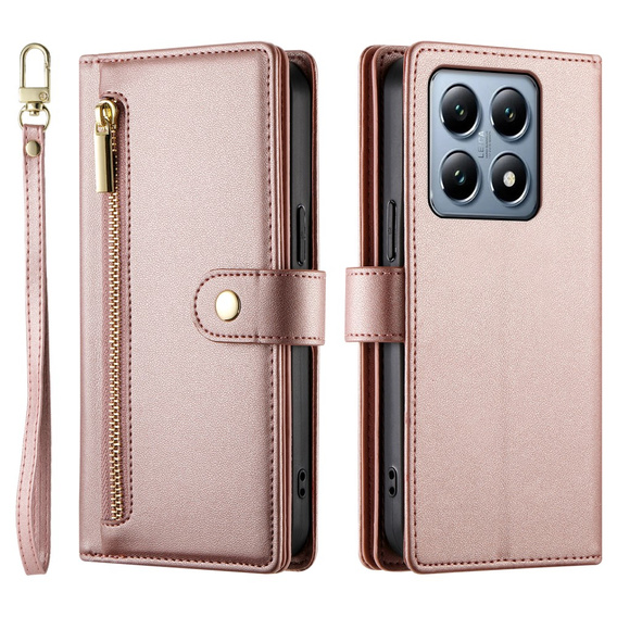 Flip case for Xiaomi 14T Pro, Wallet Zipper Pocket, pink