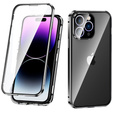 Case for iPhone 14 Pro, Magnetic Dual Glass, black