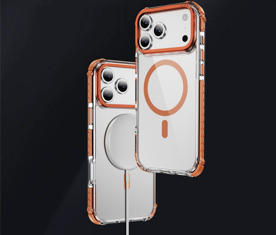 Armoured case for MagSafe clear with orange sides for iPhone 17 Pro Max