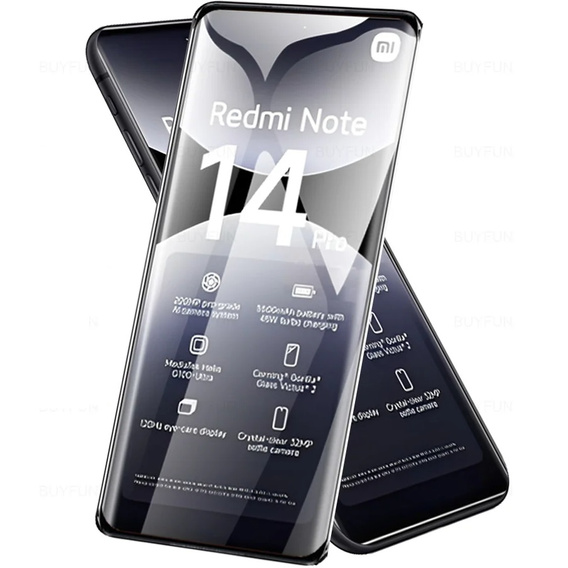3D Tempered Glass for Xiaomi Redmi Note 14 Pro, black frame