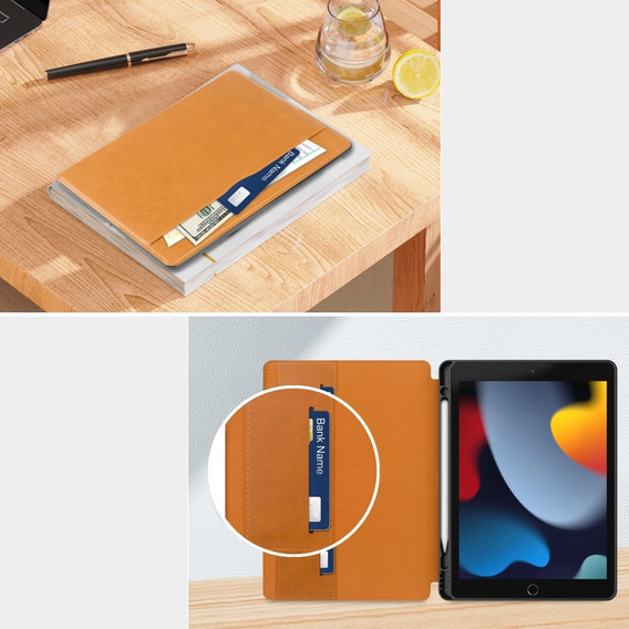 Case for iPad 10.2 2021 / 2020 / 2019, Business Card and Pen Slot, brown