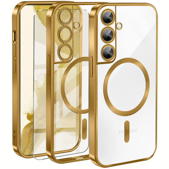 Case for Samsung Galaxy S22, Electro MagSafe, gold + Screen Glass