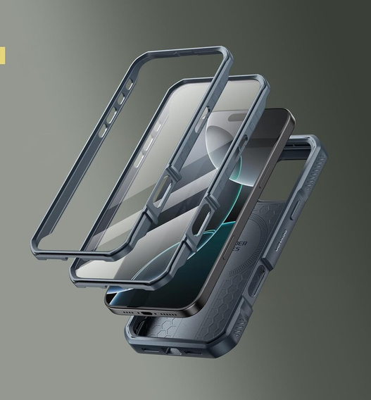 Armored case for iPhone 16 Pro Max, Dexnor CamProtect MagSafe, blue (Two frames)