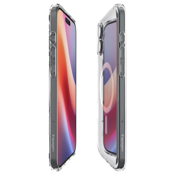 Spigen MagSafe Case for iPhone 16 Plus, Ultra Hybrid, transparent / white + 9H Tempered Glass