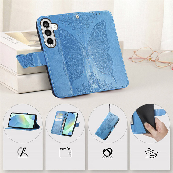 Butterfly flip case for Samsung Galaxy A37 5G, blue