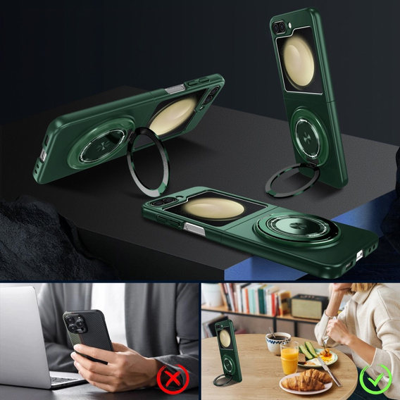 GKK case for Galaxy Z Flip 5 5G, Corners Dropproof MagSafe, clear / purple