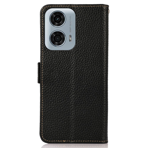 KHAZNEH RFID case for Motorola Moto G04 / G24 / G24 Power, Litchi Texture, black