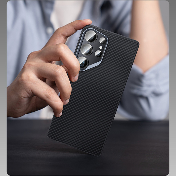 BENKS Kevlar Case for Samsung Galaxy S25, for MagSafe, Carbon Fiber, black