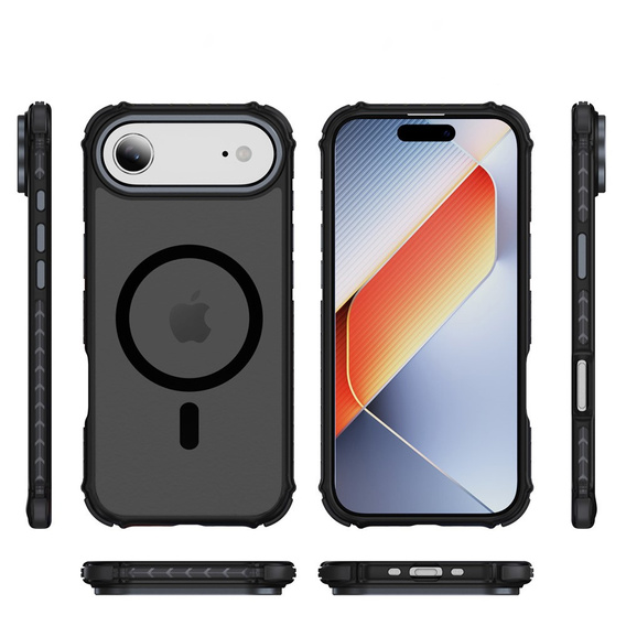Matt Case for iPhone Air, armoured, for MagSafe, smoked with black sides