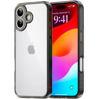 Case for iPhone 17, with camera cover, transparent with black sides
