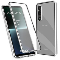 Case for Sony Xperia 1 V, Magnetic Dual Glass, silver