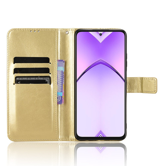 Flip case for Oppo A80, Crazy Horse Wallet, gold