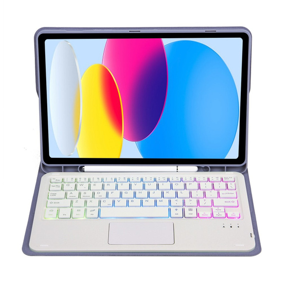 Case with illuminated bluetooth touchpad keyboard for iPad 10.9" 2022 (10 gen.), purple