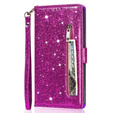 Flip case for Samsung Galaxy A36 5G, Wallet Zipper Pocket Glittery, purple