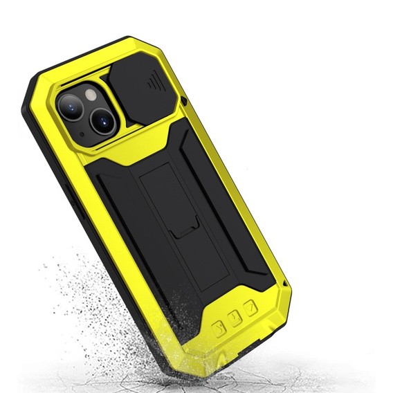 Case for iPhone 13 Mini, R-JUST CamShield Slide, armoured, yellow / black
