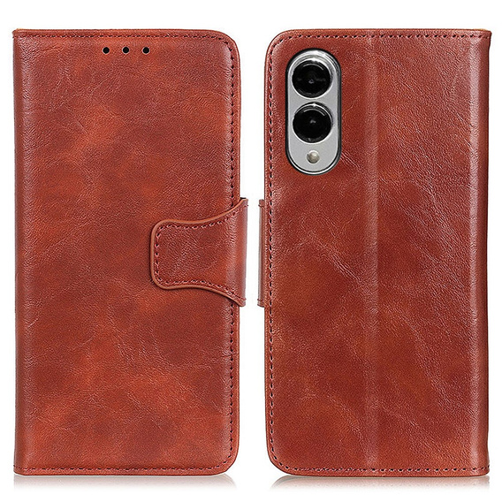 Flip case for Samsung Galaxy S25 Edge, Crazy Horse Wallet, brown