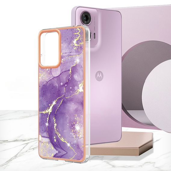 Protective Case for Motorola Moto G24 / G24 Power / G04, Marble Slim Case, dark purple