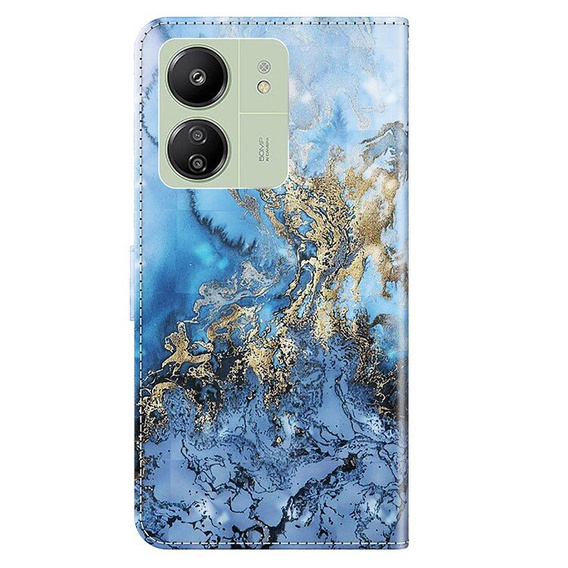 Flip case for Xiaomi Redmi 13C / Poco C65, Wallet, Marble blue
