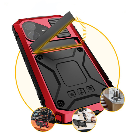 R-JUST case with stand and built-in glass for iPhone 17