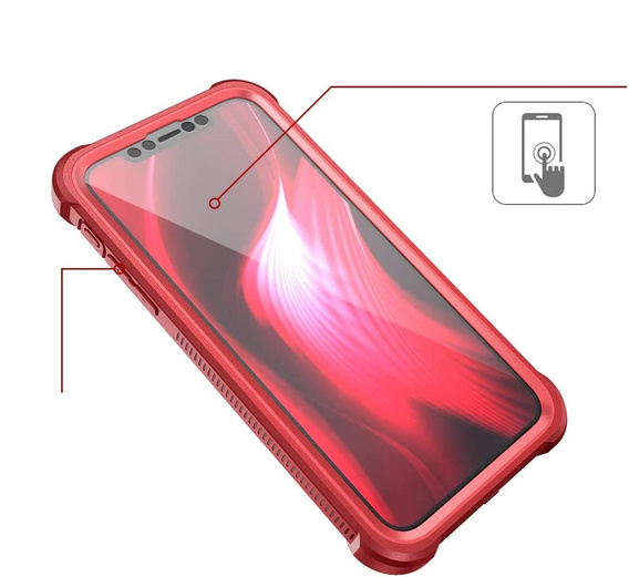 Case for iPhone 11, Dexnor Full Body Rugged, transparent / red