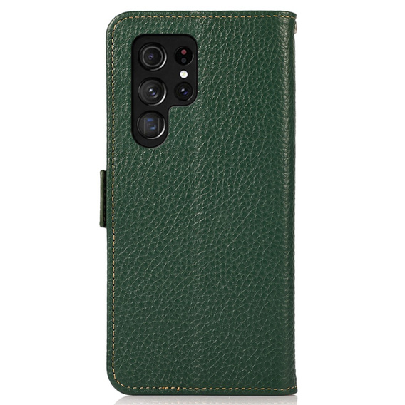 KHAZNEH RFID case for Samsung Galaxy S24 Ultra, Litchi Texture, green