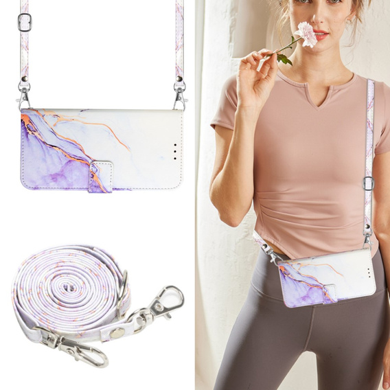 Flip case for Xiaomi Redmi Note 13 Pro 4G / Xiaomi Redmi Note 14S / Xiaomi Poco M6 Pro 4G, Wallet, Marble purple