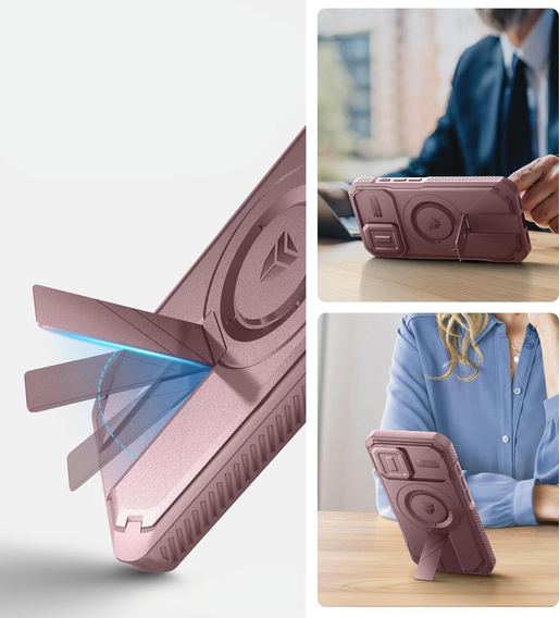 Armored case for iPhone 16, Dexnor CamProtect MagSafe, pink