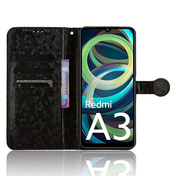 Flip case for Xiaomi Redmi A3, Wallet Rhombus, black
