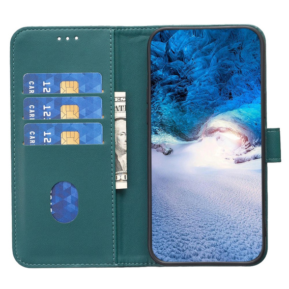 Flip case for Samsung Galaxy S23 FE, BINFEN Wallet, green + 9H glass