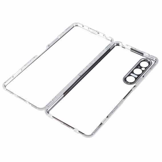 Case for Sony Xperia 1 V, Magnetic Dual Glass, silver