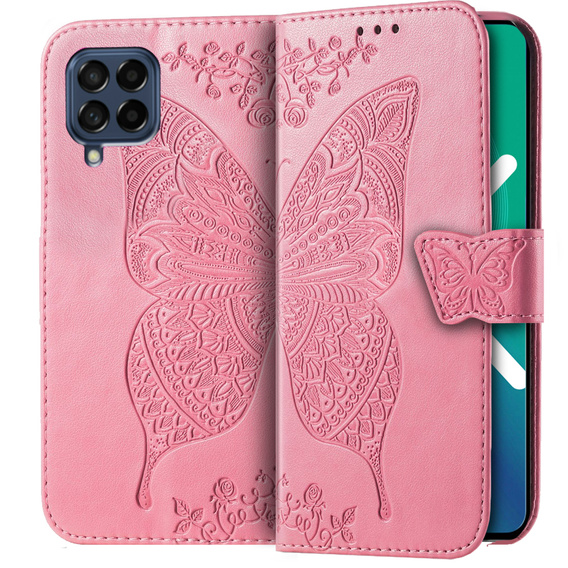 Flip case for Samsung Galaxy M53 5G, Butterfly, pink