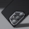 BENKS Kevlar Case for Samsung Galaxy S25, for MagSafe, Carbon Fiber, black