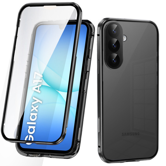 Case for Samsung Galaxy A17 5G, Magnetic Dual Glass, transparent with black sides
